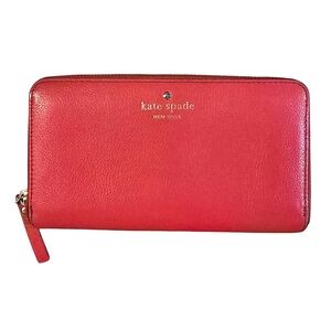 Kate Spade Vibrant Redish Orange Zip Wallet